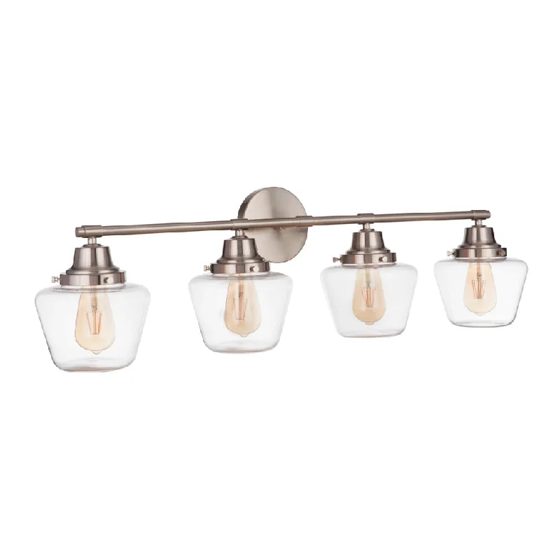 Industrial Ceiling - Mounted Lighting for Assembly PlantsEssex 4 Light Vanity in Brushed Polished Nickel Industrial Ceiling - Mounted Lighting for Assembly PlantsEssex 4 Light Vanity in Brushed Polished Nickel