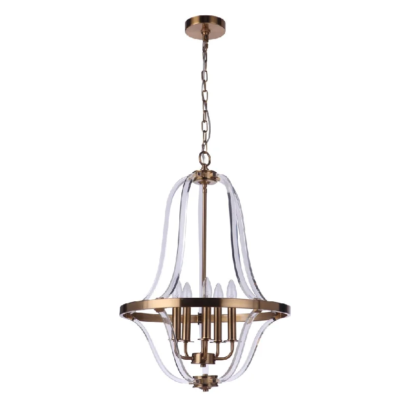 Low - Bay Industrial Lighting Fixtures for Small FactoriesGraclyn 5 Light Foyer in Satin Brass