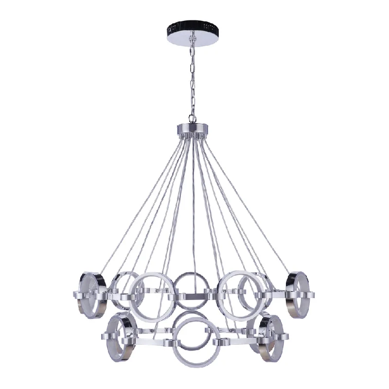 Industrial Lighting for Printing Press FacilitiesContext 15 Light LED Chandelier in Chrome