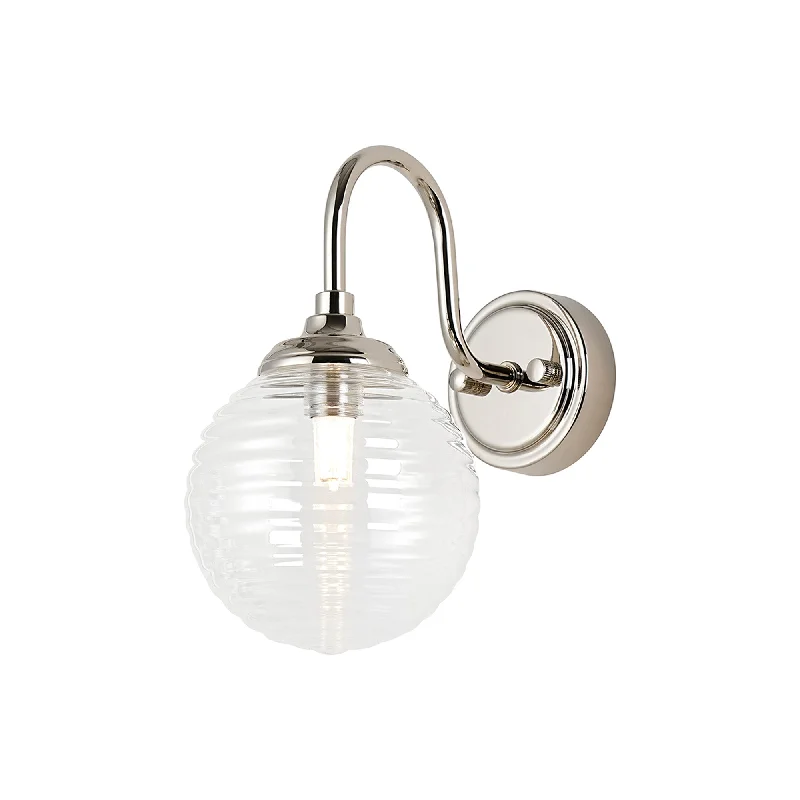 Polished Nickel/Clear Ribbed Round Glass