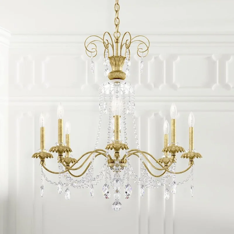 Industrial Lighting for Automotive Manufacturing PlantsHelenia 8 Light Heirloom Gold Chandelier with Clear Heritage Crystals