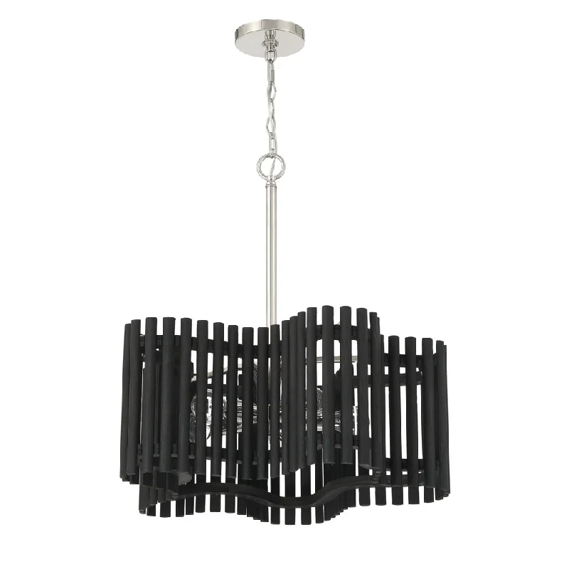 Industrial Lighting for Electronics ManufacturingFreeform 5 Light Medium Chandelier in Polished Nickel/Black Walnut Industrial Lighting for Electronics ManufacturingFreeform 5 Light Medium Chandelier in Polished Nickel/Black Walnut
