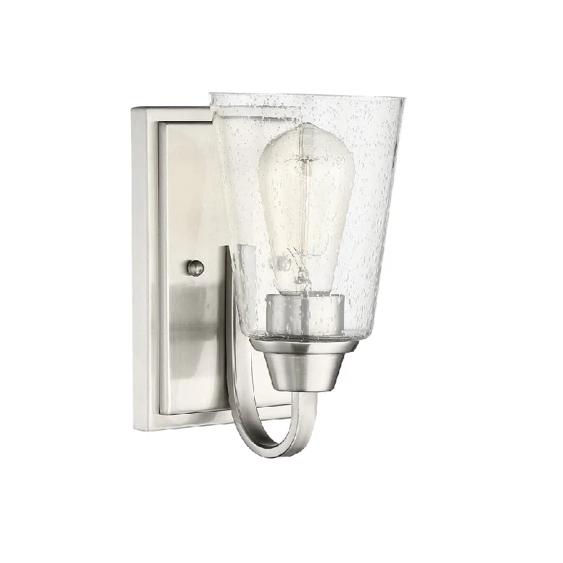 Industrial Lighting for Chemical PlantsGrace 1 Light Wall Sconce in Brushed Polished Nickel (Clear Seeded Glass) Industrial Lighting for Chemical PlantsGrace 1 Light Wall Sconce in Brushed Polished Nickel (Clear Seeded Glass)