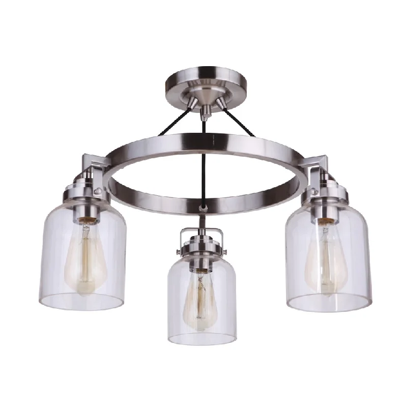 Industrial Lighting for Chemical PlantsFoxwood 3 Light Convertible Semi Flush in Brushed Polished Nickel Industrial Lighting for Chemical PlantsFoxwood 3 Light Convertible Semi Flush in Brushed Polished Nickel
