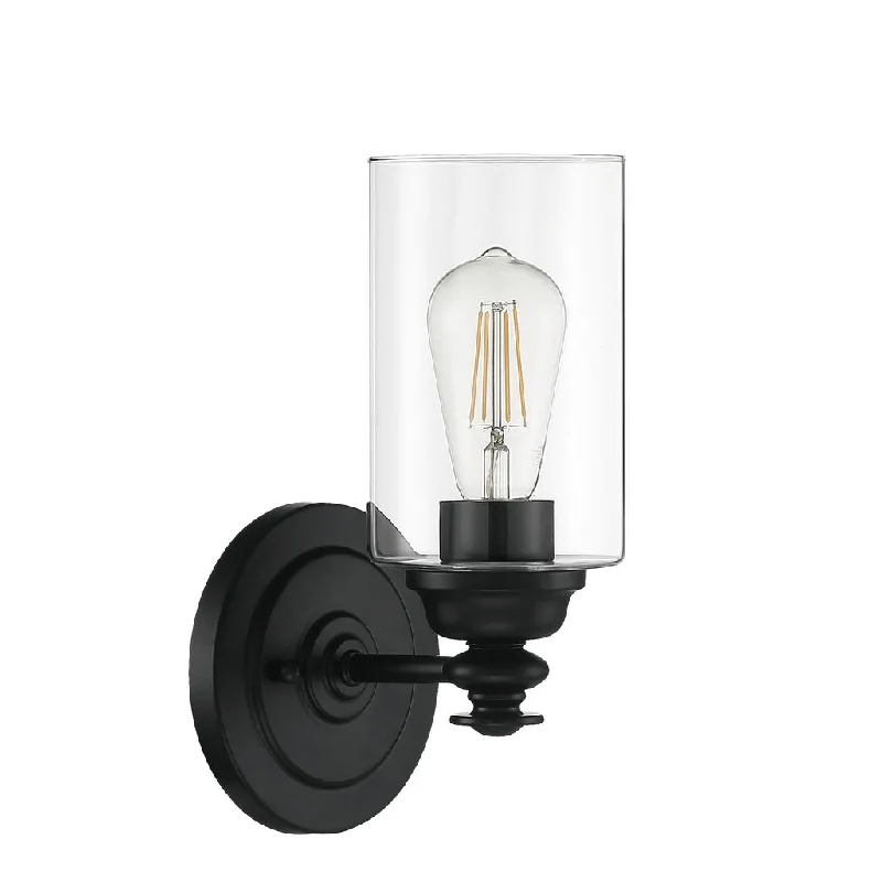 Industrial Lighting for Printing Press FacilitiesDardyn 1 Light Wall Sconce in Flat Black (Clear Glass) Industrial Lighting for Printing Press FacilitiesDardyn 1 Light Wall Sconce in Flat Black (Clear Glass)