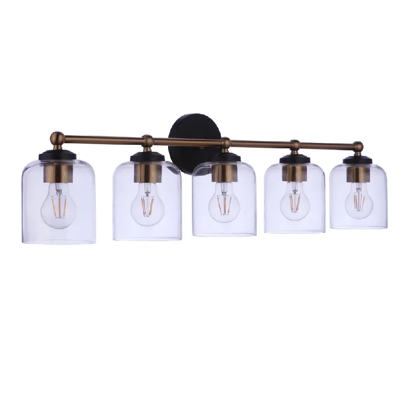 Industrial Lighting for Electronics ManufacturingCoppa 5 Light Vanity in Flat Black/Satin Brass