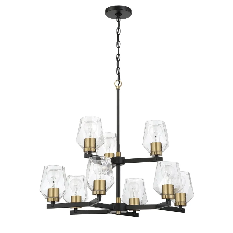 Shock - Resistant Industrial Lighting for Vibrating Machinery AreasAvante Grand 9 Light Two-Tier Chandelier in Flat Black/Satin Brass Shock - Resistant Industrial Lighting for Vibrating Machinery AreasAvante Grand 9 Light Two-Tier Chandelier in Flat Black/Satin Brass