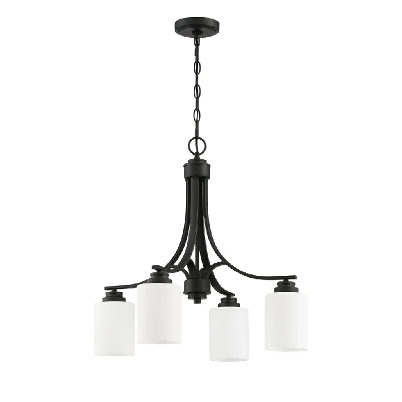 Color - Tunable Industrial Lighting for Special ApplicationsBolden 4 Light Chandelier in Flat Black (White Glass) Color - Tunable Industrial Lighting for Special ApplicationsBolden 4 Light Chandelier in Flat Black (White Glass)