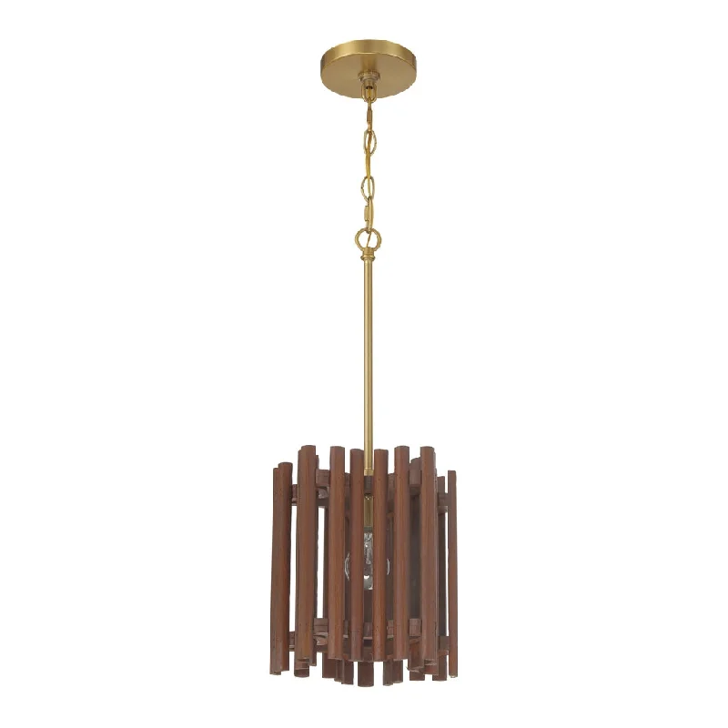 Industrial Exit Sign Lighting for Quick EvacuationFreeform 1 Light Pendant in Satin Brass/Walnut Industrial Exit Sign Lighting for Quick EvacuationFreeform 1 Light Pendant in Satin Brass/Walnut