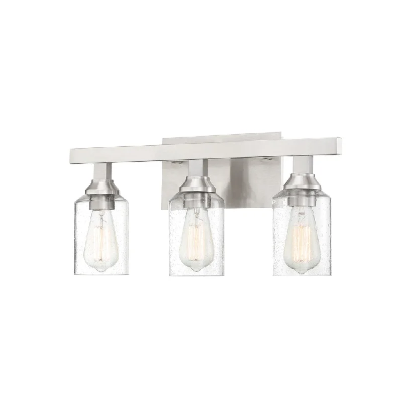 Dust - Resistant Industrial Lighting for Dirty WorkspacesChicago 3 Light Vanity in Brushed Polished Nickel Dust - Resistant Industrial Lighting for Dirty WorkspacesChicago 3 Light Vanity in Brushed Polished Nickel