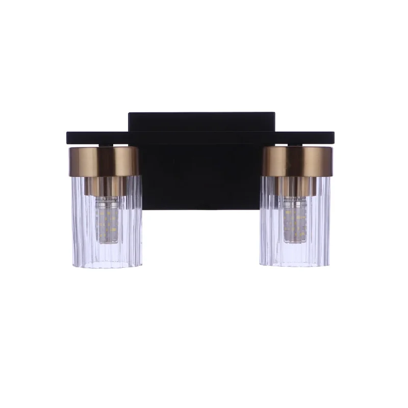 Industrial Lighting for Electronics ManufacturingBond Street 2 Light Vanity in Flat Black/Satin Brass Industrial Lighting for Electronics ManufacturingBond Street 2 Light Vanity in Flat Black/Satin Brass