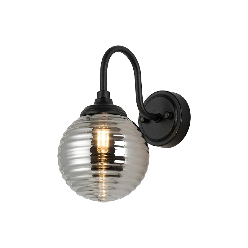 Satin Black/Smoke Ribbed Round Glass