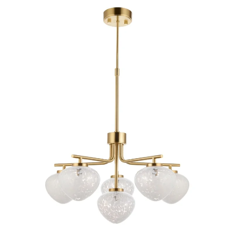Track lighting for enhancing the architectureTrack lighting with a decorative track designKudzu 6Lt Multi-Arm Pendant - Satin Brass & Confetti Glass