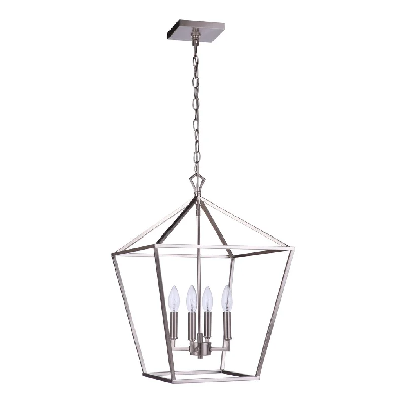 Industrial Lighting for Printing Press FacilitiesFlynt II 4 Light 16" Foyer in Brushed Polished Nickel Industrial Lighting for Printing Press FacilitiesFlynt II 4 Light 16" Foyer in Brushed Polished Nickel