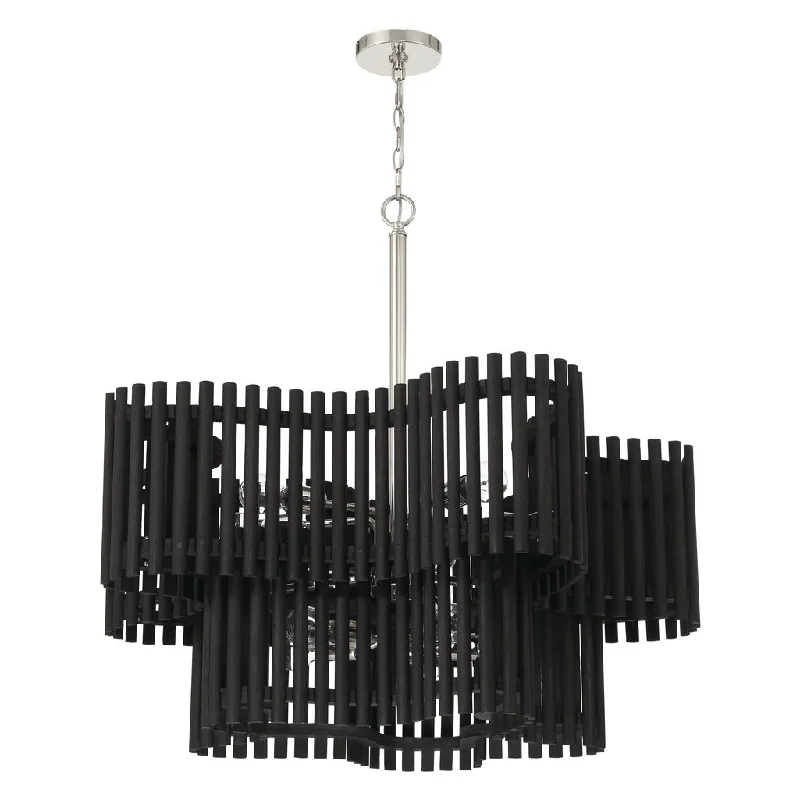 Industrial Ceiling - Mounted Lighting for Assembly PlantsFreeform 10 Light Chandelier in Polished Nickel/Black Walnut Industrial Ceiling - Mounted Lighting for Assembly PlantsFreeform 10 Light Chandelier in Polished Nickel/Black Walnut