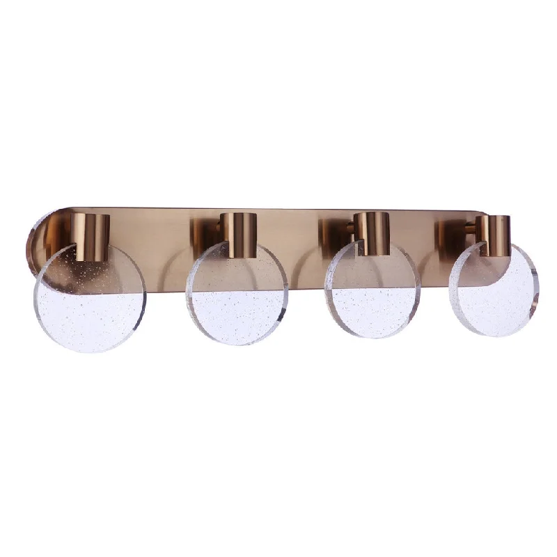 Industrial Ceiling - Mounted Lighting for Assembly PlantsGlisten 4 Light LED Vanity in Satin Brass Industrial Ceiling - Mounted Lighting for Assembly PlantsGlisten 4 Light LED Vanity in Satin Brass