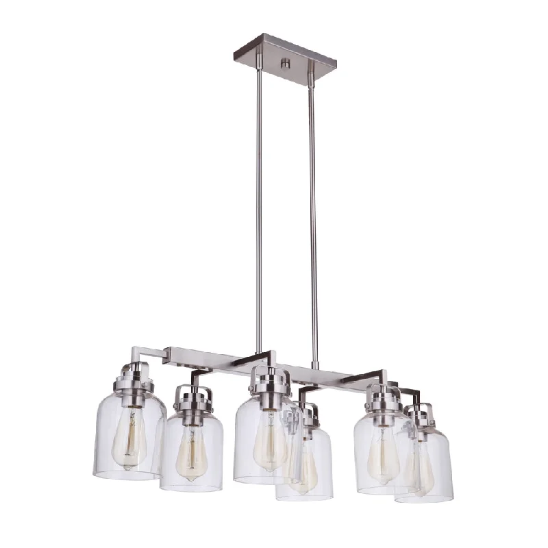 Industrial Task Lighting for Precision WorkstationsFoxwood 6 Light Island in Brushed Polished Nickel Industrial Task Lighting for Precision WorkstationsFoxwood 6 Light Island in Brushed Polished Nickel