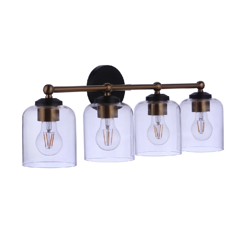 Dust - Resistant Industrial Lighting for Dirty WorkspacesCoppa 4 Light Vanity in Flat Black/Satin Brass