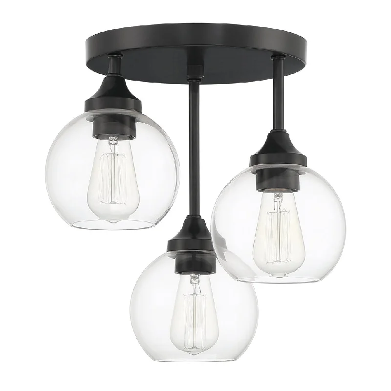 Industrial Lighting for Food Processing FactoriesGlenda 3 Light Semi Flush in Flat Black Industrial Lighting for Food Processing FactoriesGlenda 3 Light Semi Flush in Flat Black