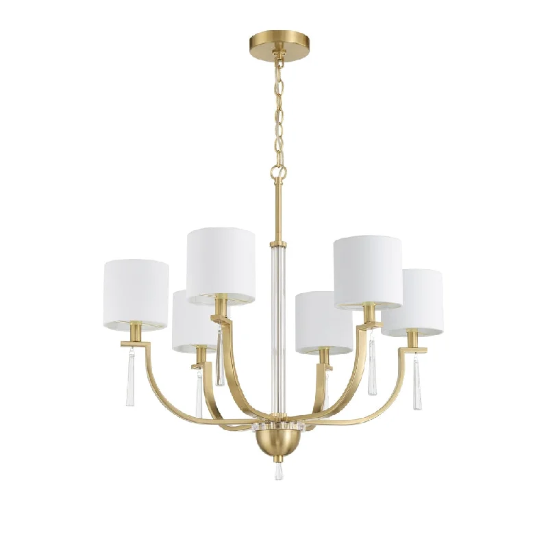 Industrial Ceiling - Mounted Lighting for Assembly PlantsFortuna 6 Light Chandelier in Satin Brass Industrial Ceiling - Mounted Lighting for Assembly PlantsFortuna 6 Light Chandelier in Satin Brass