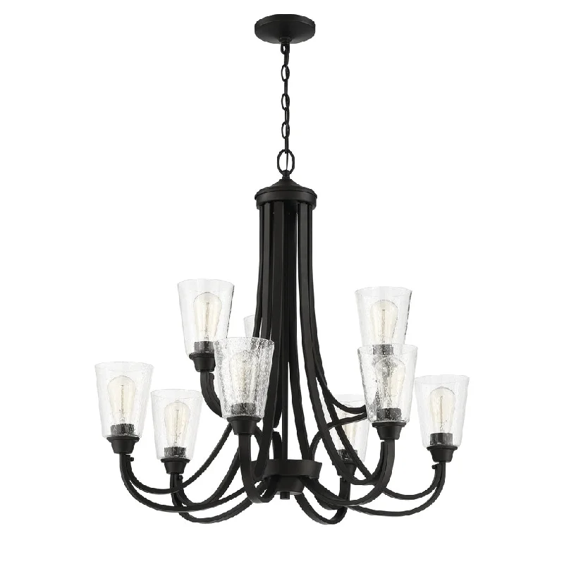 Energy - Efficient Industrial Lighting for Cost - SavingsGrace 9 Light Chandelier in Espresso (Clear Seeded Glass)