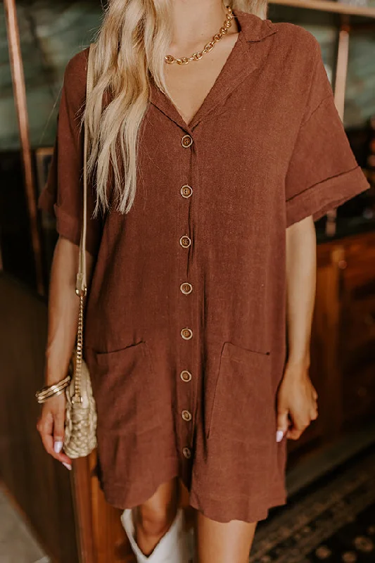 St. Lucia Bound Linen-Blend Mini Dress in Chocolate