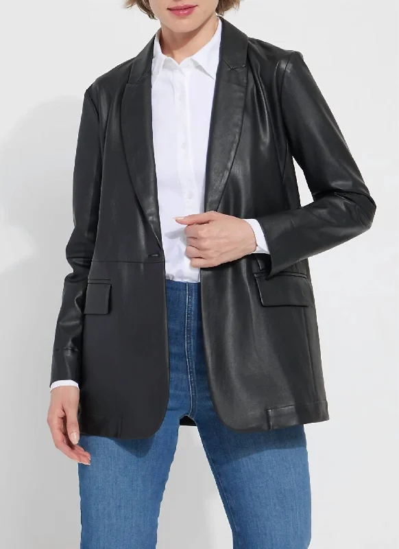 Eira Vegan Leather Blazer In Black