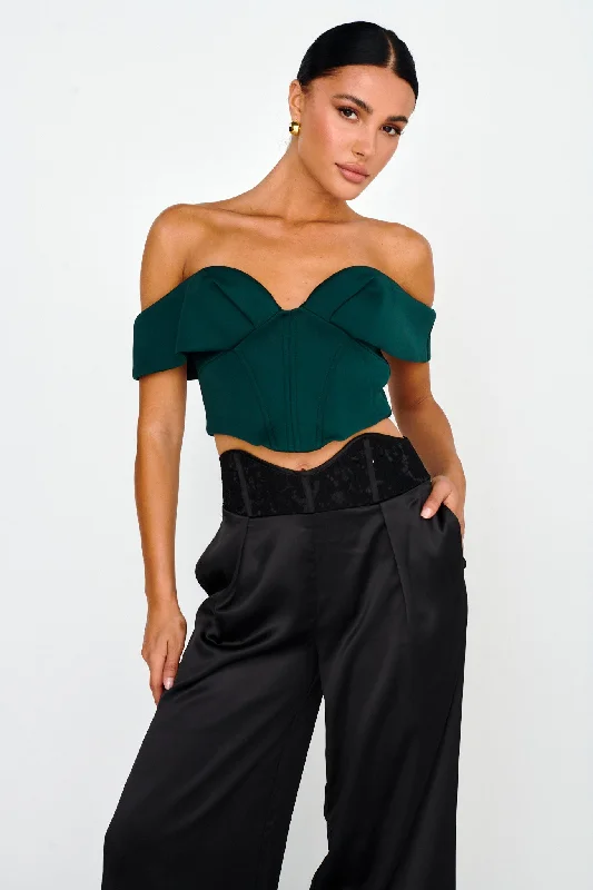 Tenicka Off-Shoulder Crop Top Hunter