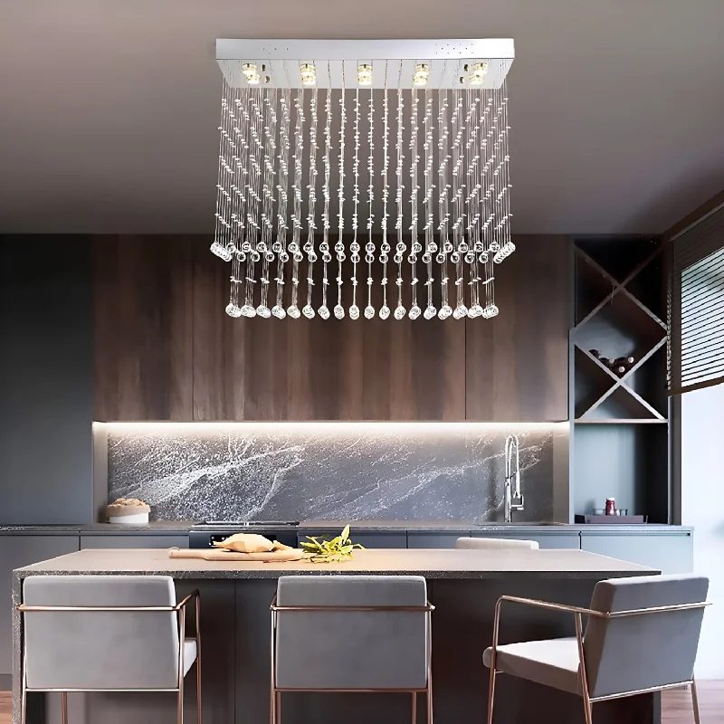 Large Chandeliers for Grand Halls and FoyersLarge Chandeliers for Grand Halls and FoyersContemporary Rectangular Crystal Chandelier Ceiling Light