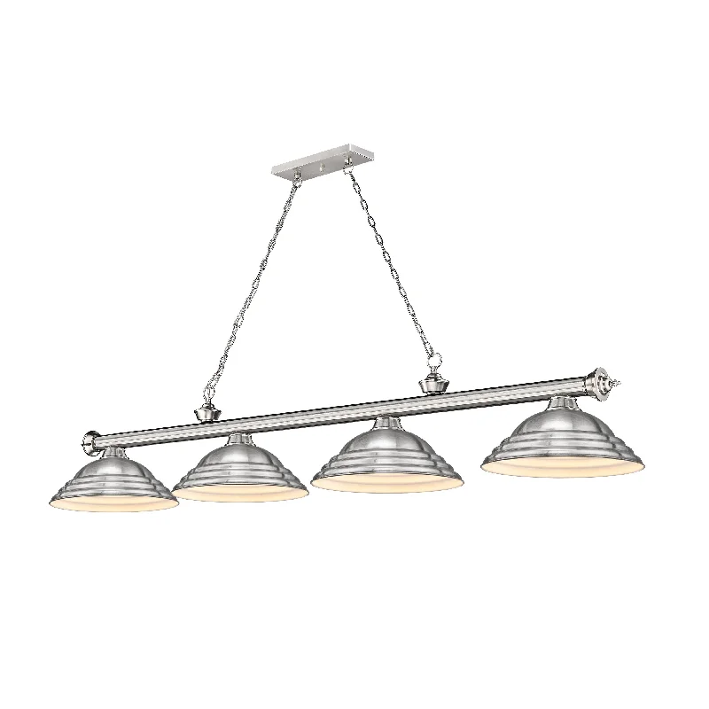 Chandeliers with Metal Frames in Bronze FinishChandeliers with Metal Frames in Bronze FinishCordon 4 Light Billiard - Brushed Nickel Chandeliers with Metal Frames in Bronze FinishChandeliers with Metal Frames in Bronze FinishCordon 4 Light Billiard - Brushed Nickel
