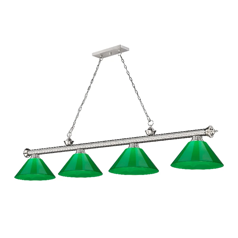 Chandeliers with Metal Frames in Black FinishChandeliers with Metal Frames in Black FinishCordon 4 Light Billiard - Brushed Nickel