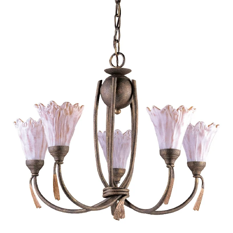 Chandeliers with Metal Frames in Bronze FinishChandeliers with Metal Frames in Bronze FinishVilla D'Eleganza Five Light Chandelier