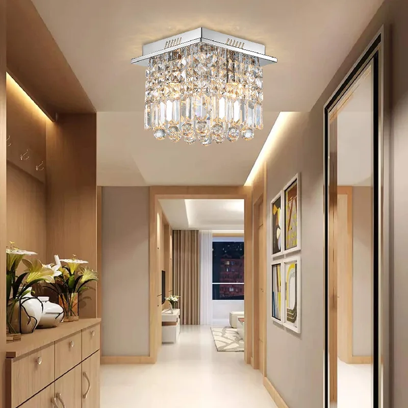 Minimalist Chandeliers for Sleek and Simple InteriorsMinimalist Chandeliers for Sleek and Simple InteriorsSmall Square Hallway Crystal Chandelier - Ceiling Light
