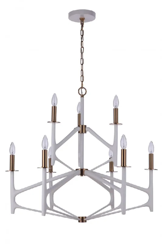 Chandeliers with Metal Frames in Black FinishChandeliers with Metal Frames in Black FinishThe Reserve 9 Light 2-Tier Chandelier in Matte White/Satin Brass Chandeliers with Metal Frames in Black FinishChandeliers with Metal Frames in Black FinishThe Reserve 9 Light 2-Tier Chandelier in Matte White/Satin Brass