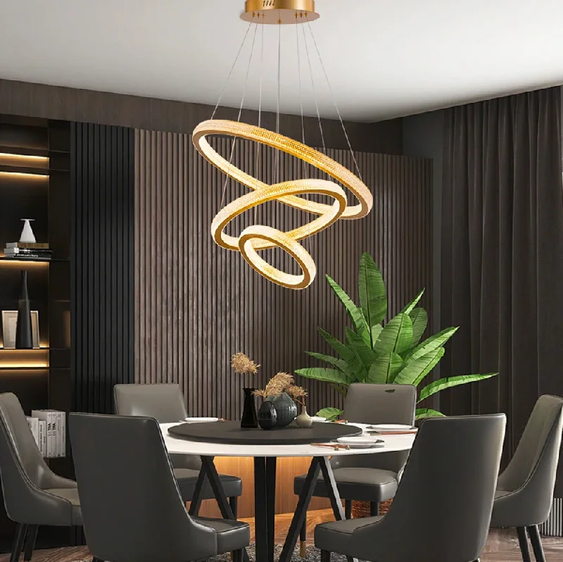 Chandeliers with Dimmable Lights for Ambiance ControlChandeliers with Dimmable Lights for Ambiance ControlThree Rings Gold LED Chandelier Chandeliers with Dimmable Lights for Ambiance ControlChandeliers with Dimmable Lights for Ambiance ControlThree Rings Gold LED Chandelier
