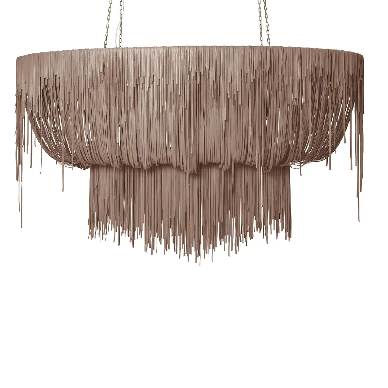 Chandeliers with Candle - Style Bulbs for a Classic AestheticChandeliers with Candle - Style Bulbs for a Classic AestheticStretch Oval Urchin Leather Chandelier in Metallic Leather Chandeliers with Candle - Style Bulbs for a Classic AestheticChandeliers with Candle - Style Bulbs for a Classic AestheticStretch Oval Urchin Leather Chandelier in Metallic Leather
