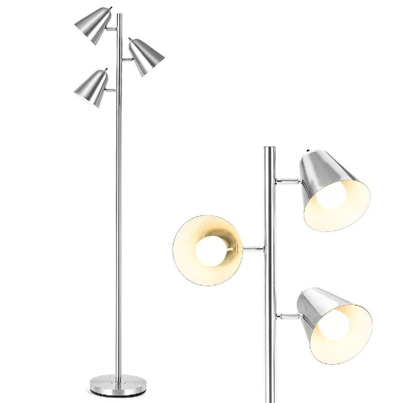Glass Floor Lamp with Frosted Shades for Soft Diffused LightGlass Floor Lamp with Frosted Shades for Soft Diffused Light64'' 3-Light LED Floor Lamp Reading Light for Living Room Bedroom Nickel-Colored - Nickel Glass Floor Lamp with Frosted Shades for Soft Diffused LightGlass Floor Lamp with Frosted Shades for Soft Diffused Light64'' 3-Light LED Floor Lamp Reading Light for Living Room Bedroom Nickel-Colored - Nickel