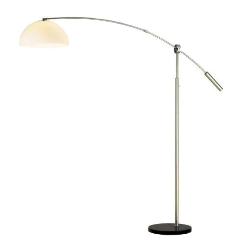 Bohemian Inspired Floor Lamp for Eclectic Home DecorBohemian Inspired Floor Lamp for Eclectic Home DecorDaily Boutik Arch Floor Lamp in Satin Steel with White Dome Shade and Black Marble Base Bohemian Inspired Floor Lamp for Eclectic Home DecorBohemian Inspired Floor Lamp for Eclectic Home DecorDaily Boutik Arch Floor Lamp in Satin Steel with White Dome Shade and Black Marble Base
