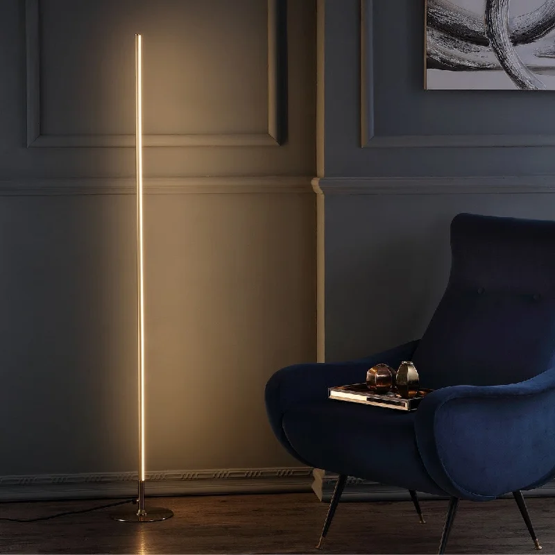 Way Switch Floor Lamp for Multiple Light Intensity Levels Way Switch Floor Lamp for Multiple Light Intensity LevelsIris 59.5" LED Integrated Floor Lamp, Gold by JONATHAN Y - 59.5" H x 8" W x 8" D Way Switch Floor Lamp for Multiple Light Intensity Levels Way Switch Floor Lamp for Multiple Light Intensity LevelsIris 59.5" LED Integrated Floor Lamp, Gold by JONATHAN Y - 59.5" H x 8" W x 8" D