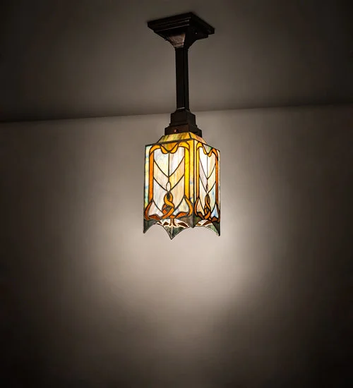 Mediterranean - Style Ceiling Lights with Terra - Cotta and Ceramic DetailsMediterranean - Style Ceiling Lights with Terra - Cotta and Ceramic DetailsMeyda Lighting 223200 6" Square Cottage Mission Pendant