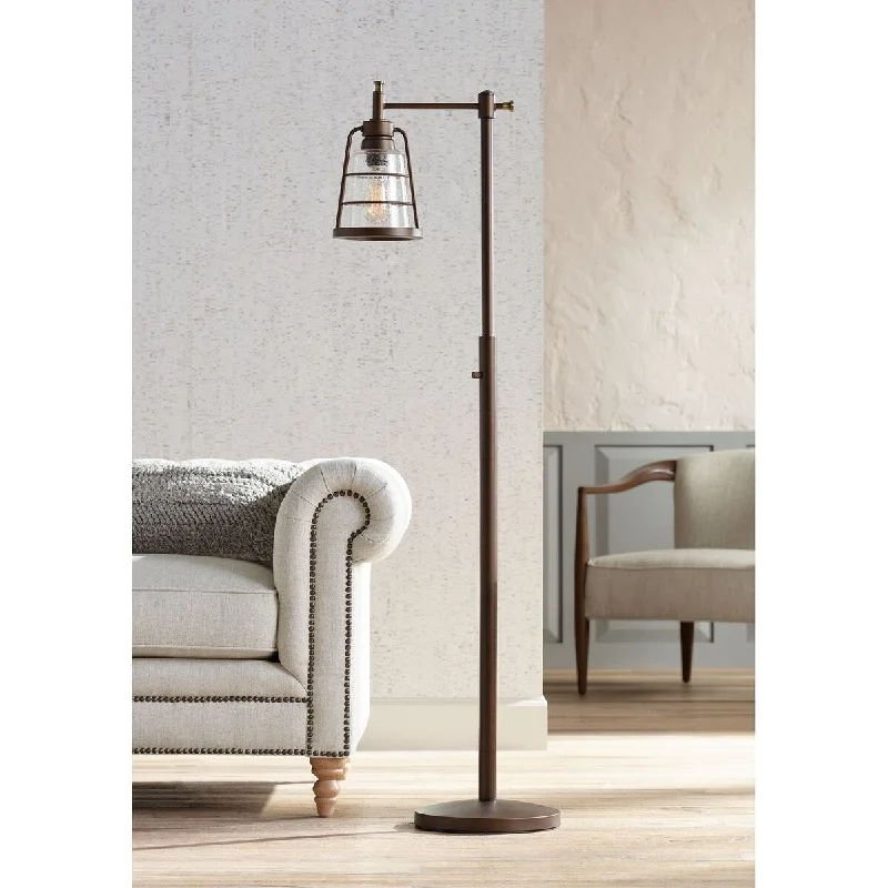 Wood Floor Lamp with Natural Grain for a Warm and Organic FeelWood Floor Lamp with Natural Grain for a Warm and Organic FeelRustic Farmhouse Downbridge Floor Lamp 61" Tall Oiled Bronze Seedy Glass Shade LED Edison Bulb for Reading - Brown Wood Floor Lamp with Natural Grain for a Warm and Organic FeelWood Floor Lamp with Natural Grain for a Warm and Organic FeelRustic Farmhouse Downbridge Floor Lamp 61" Tall Oiled Bronze Seedy Glass Shade LED Edison Bulb for Reading - Brown