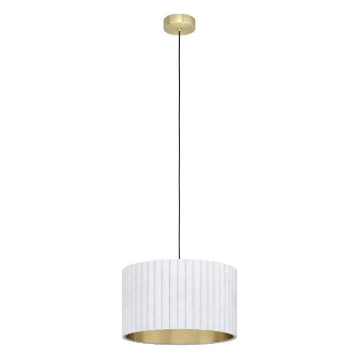 Metal Ceiling Lights in Brass, Copper, Stainless Steel, and IronMetal Ceiling Lights in Brass, Copper, Stainless Steel, and IronTamaresco White and Brushed Brass 1 Light Modern Pendant