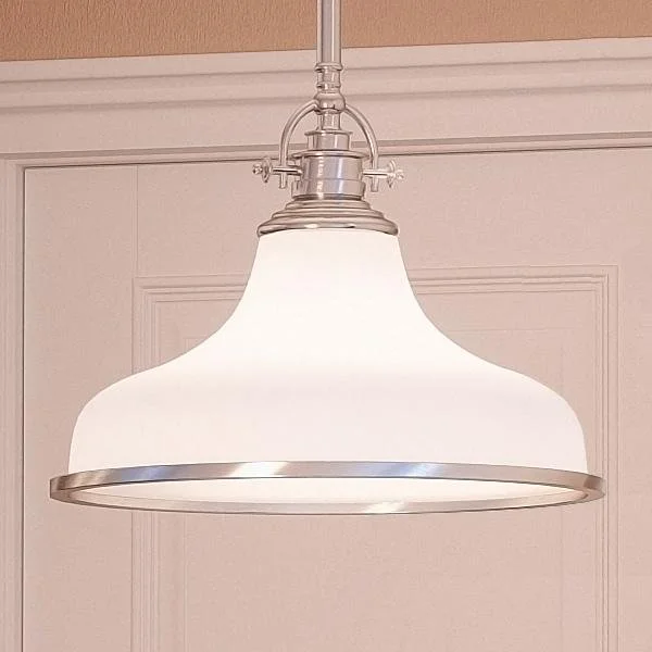 African - Inspired Ceiling Lights with Tribal Patterns and Natural MaterialsAfrican - Inspired Ceiling Lights with Tribal Patterns and Natural MaterialsUQL2333 Industrial Pendant, 11.5"H x 13.5"W, Brushed Nickel Finish, Pasadena Collection