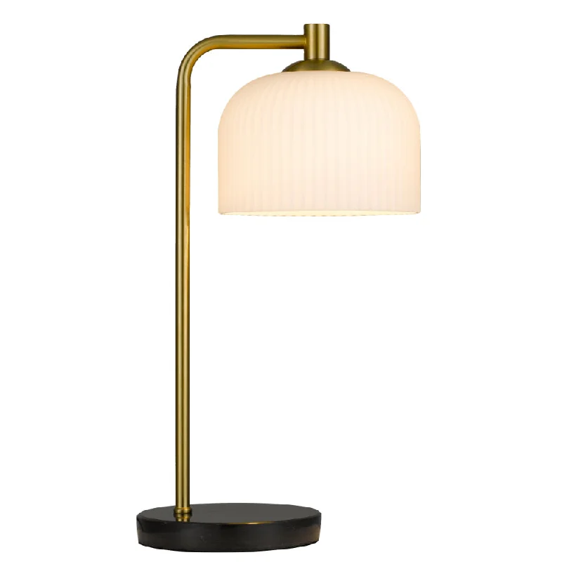 wooden table lamps with natural grain for a warm and organic feelwooden table lamps with natural grain for a warm and organic feelHoff Black and Antique Gold with Ribbed Opal Glass Table Lamp